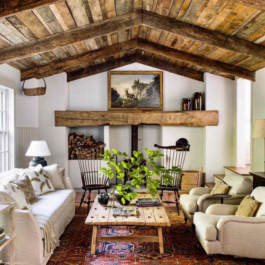 Rustic living room with vintage-inspired decor 