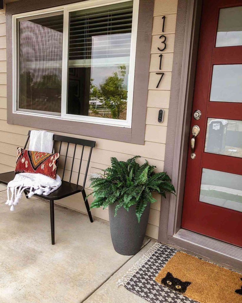 Cozy Front Porch with Red Door