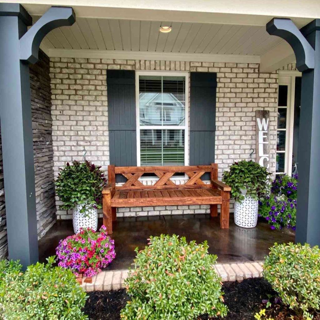 Rustic Bench with Vibrant Flowers