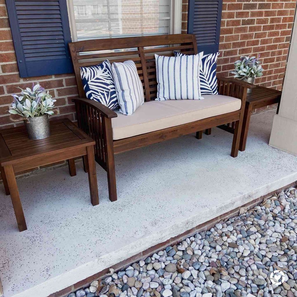 Nautical Porch with Wooden Bench