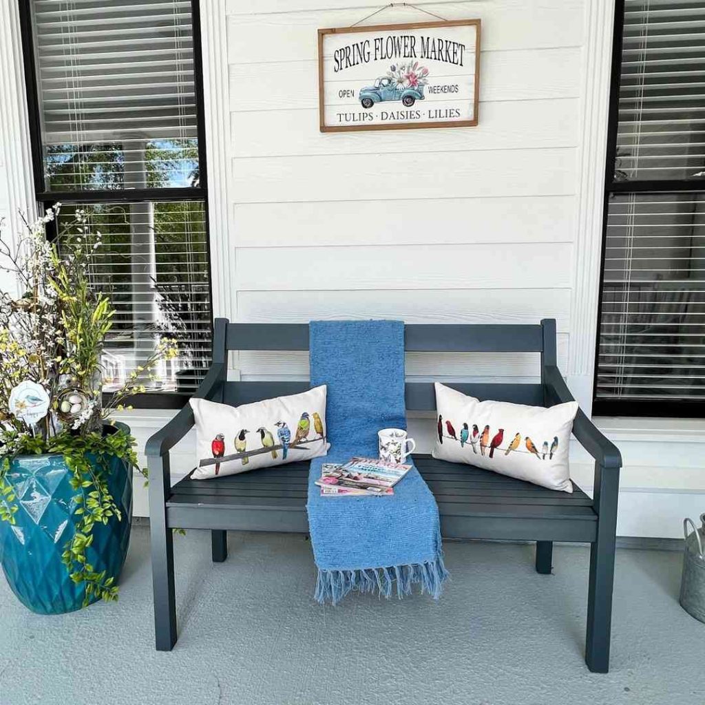 Bird-Themed Porch Bench