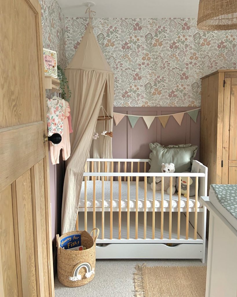 Luxurious nursery room decor that’s soft and inviting.