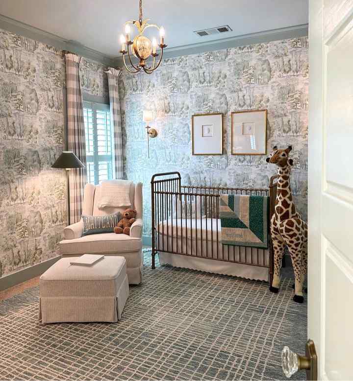 A perfect blend of modern baby room ideas and whimsical nursery decor.