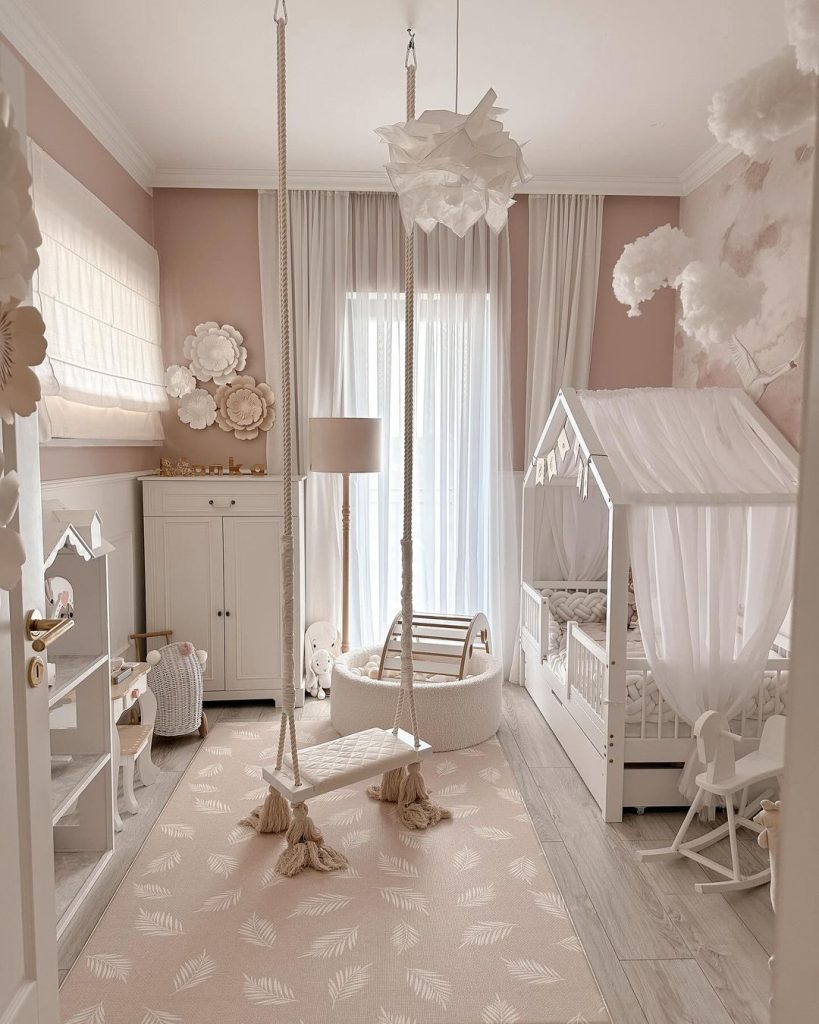 A magical baby nursery decor blending playfulness with elegance.