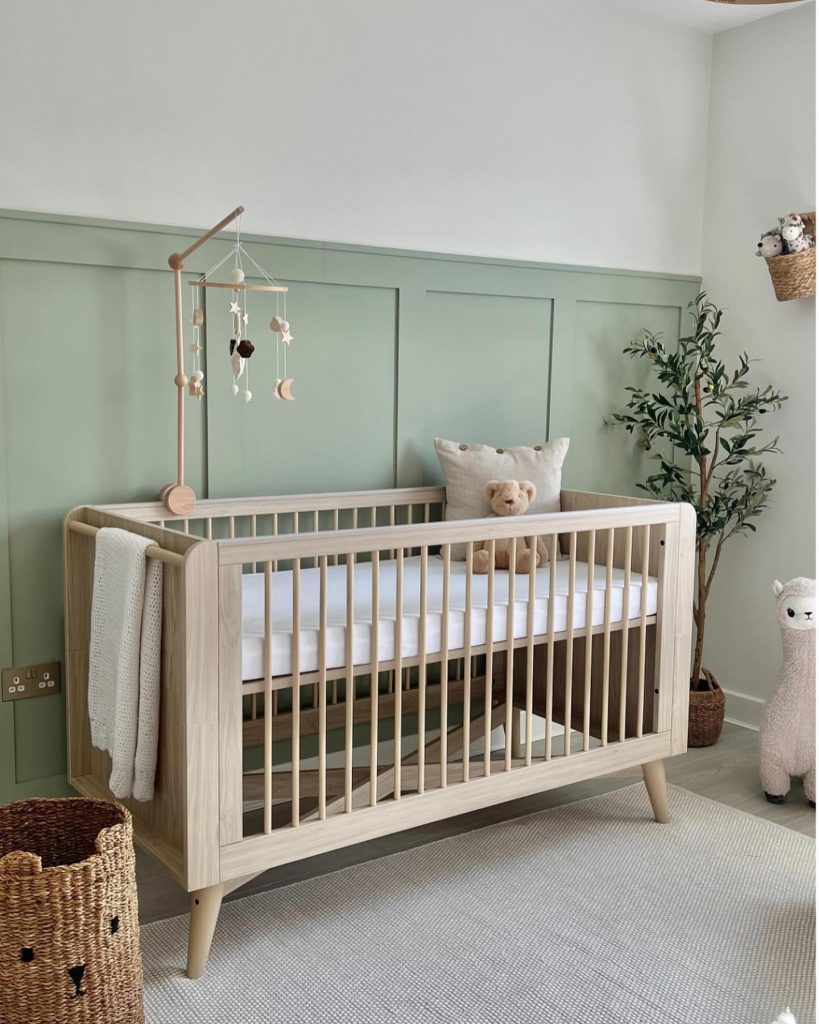 Modern baby room ideas featuring simple yet calming nursery room decor.