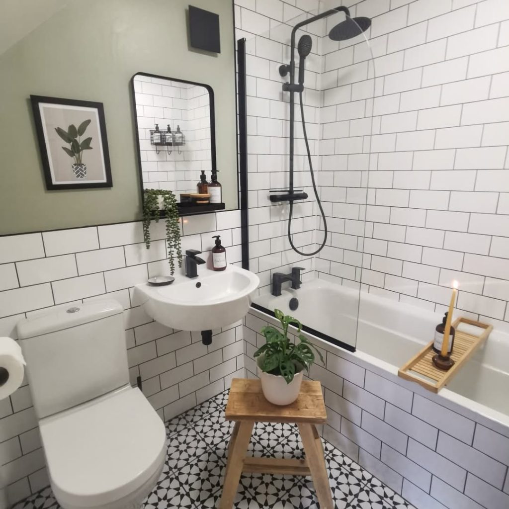 Minimalist beige-toned small modern bathroom with floating fixtures.
